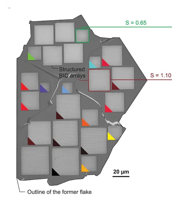 Open access visualization of Microscopy, Optical Grayscale Microscopy, hBN Flake, qBIC Arrays