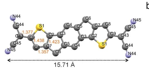 Open access visualization of Chemical Structure, QIDT-C16, Molecular structure, Crystal structure