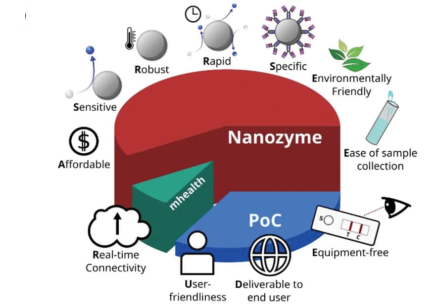 Open access visualization of Pie Chart, Nanozymes, Point-of-Care Devices, Schematic
