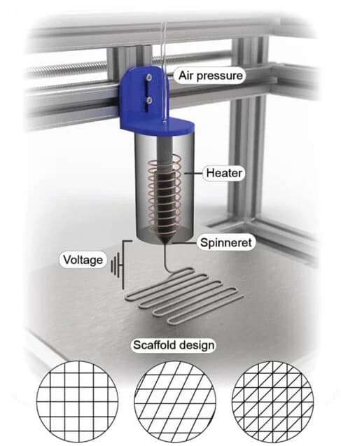 Open access visualization of Illustration, MEW, Microfibrous Scaffold, Scaffold Fabrication