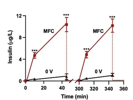 Open access visualization of Line Plot, Error Bars, Insulin Release, Metabolic Fuel Cell, Electroβ Cells