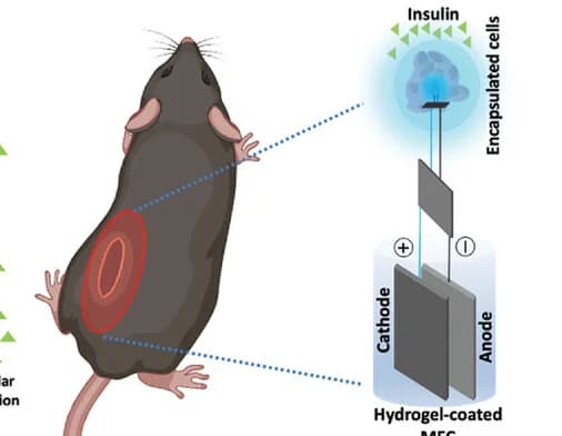 Open access visualization of Workflow, Illustration, iβ-cells, Blue-Light LED, Metabolic Fuel Cell