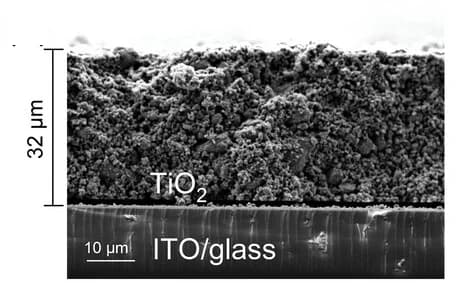 Open access visualization of Microscopy, SEM Image, TiO2 Electrode, ITO-Coated Glass