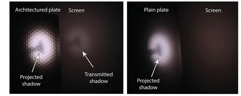 Open access visualization of Photo, Projected light, Transmitted light, Acrylic plates, Prismatic light guides