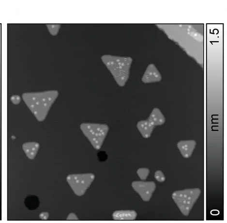 Open access visualization of Microscopy, STM Image, Cobalt Nanoislands, Copper (111), [7]H Molecules
