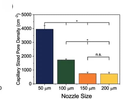 Open access visualization of Bar Plot, Error Bars, Capillary-Sized Pore Density, Nozzle Size, Microgel Building Blocks