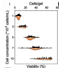 Open access visualization of Violin Plot, Encapsulated Cells, Microgel, Cell Concentration, Quantification