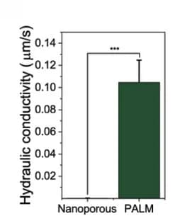 Open access visualization of Bar Plot, Error Bars, Hydraulic Conductivity, PALM Generated Constructs, Alginate Hydrogels