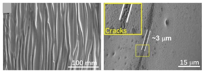 Open access visualization of Microscopy, SEM Image, Unpatterned Perovskite Films, Tensile Strain