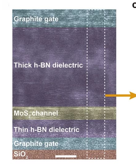 Open access visualization of Microscopy, TEM Image, Dual-Gate 2D FET, Heterojunctions, MoS2 Thickness
