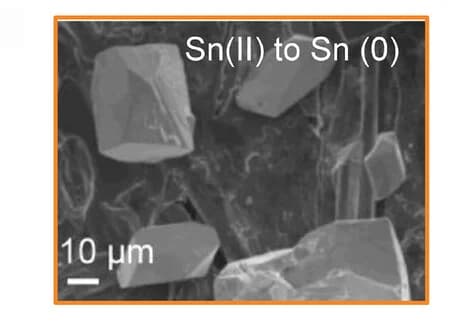 Open access visualization of Microscopy, SEM Image, Sn Deposition, Carbon Substrate, Sn(II) Salt