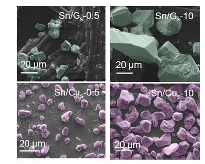 Open access visualization of Microscopy, SEM Images, Sn Deposition, Carbon Substrates, Cu Substrates