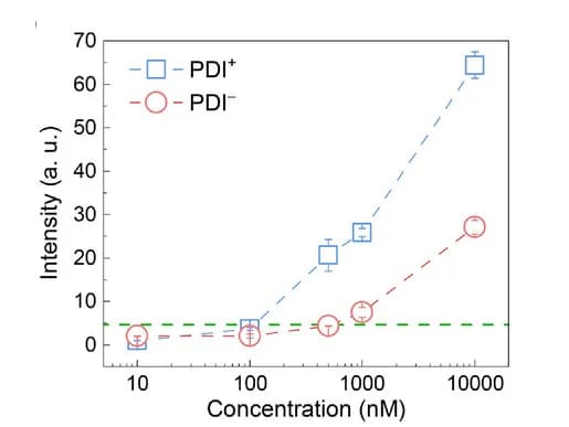 Open access visualization of Line Plot, Error Bars, Fluorescence Intensity, PDI Concentration, Sliding Drop
