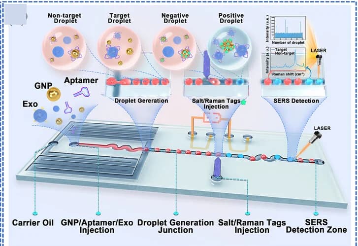 Open access visualization of Workflow, Illustration, SERS-based, Microfluidic Platform, HER2-positive Exosomes