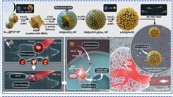 Open access visualization of Workflow, Illustration, Synthesis Route, Gold Nanoarchitecture, SERS Imaging