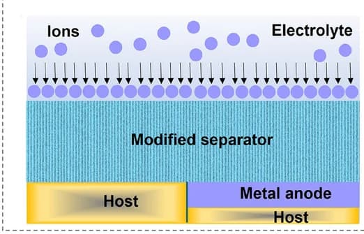 Open access visualization of Illustration, Separator Modifications, Anode-less, Anode-free, Ionic Conductivity