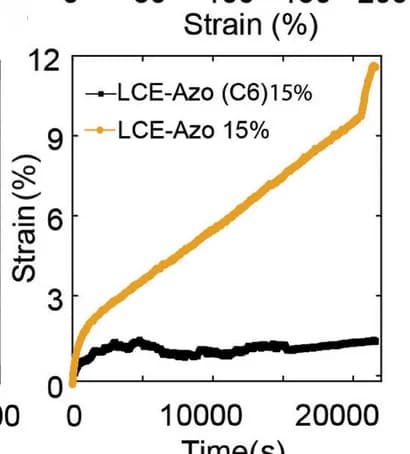 Open access visualization of Line Plot, Creep Curves, LCE-Azo (C6) 15%, LCE-Azo 15%
