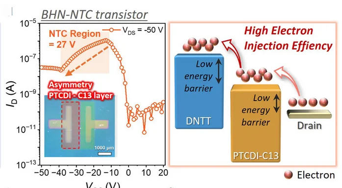 Open access visualization of Line Plot, Microscopy, Illustration, Transfer Curve, BHN-NTC Transistor