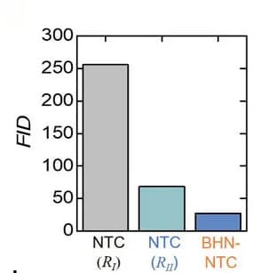 Open access visualization of Bar Plot, FID Scores, Image Distribution, NTC Devices, BHN-NTC Devices