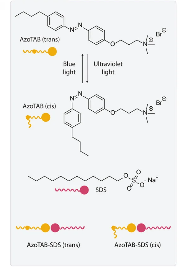 Open access visualization of Chemical Structure, Illustration, AzoTAB, SDS, Photoisomerization