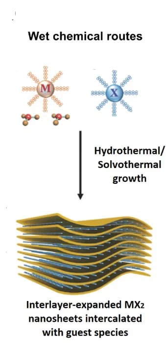 Open access visualization of Workflow, Illustration, Wet Chemical Synthesis, 2D Layered Nanomaterials