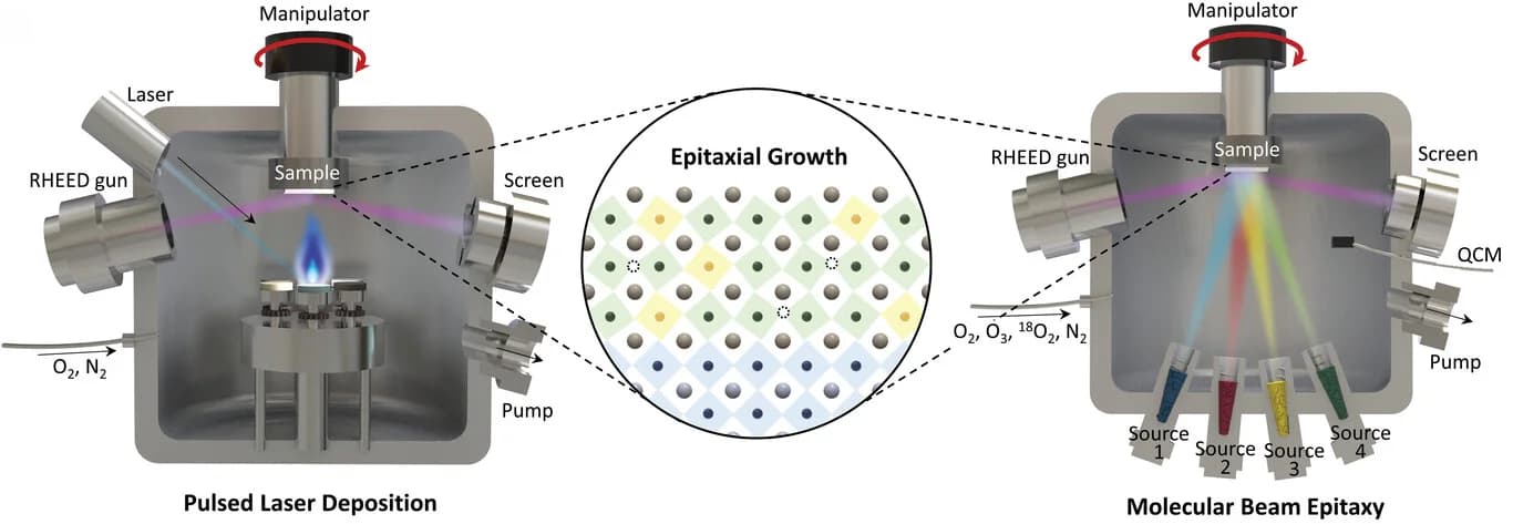 Open access visualization of Illustration, Workflow, Pulsed Laser Deposition, Molecular Beam Epitaxy