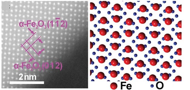 Open access visualization of Microscopy, Chemical Structure, AC-HAADF-STEM Image, Atomic Model, Iron Oxide
