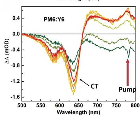 Open access visualization of Line Plot, Transient Absorption, Spectra, PM6:Y6, Pump
