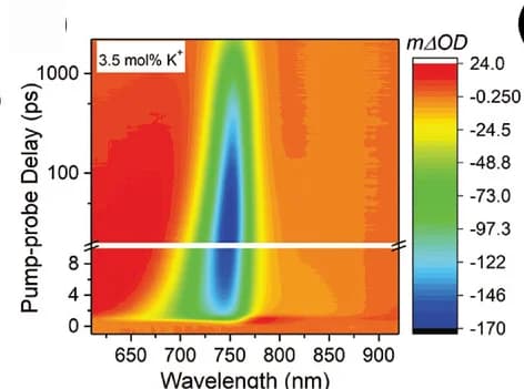 Open access visualization of Heatmap, Transient Absorption Spectra, Perovskite Films, Probe Wavelength, Pump-Probe Delay Time