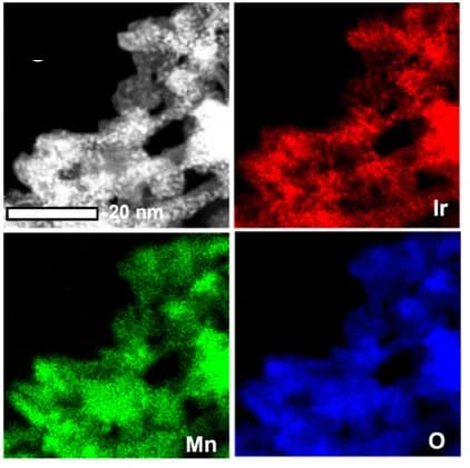 Open access visualization of Microscopy, Elemental Mapping, IrOx/MnOx, HAADF, Mn-map