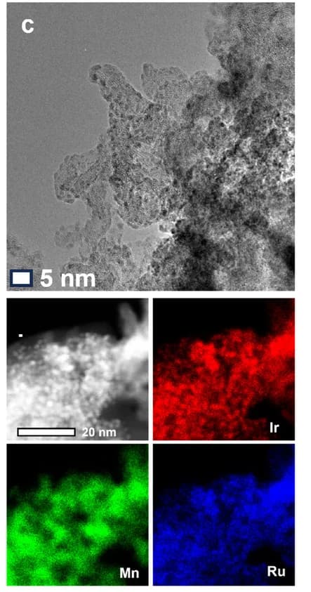 Open access visualization of Microscopy, Elemental Mapping, IrRuOx/MnOx, HAADF, Mn-map