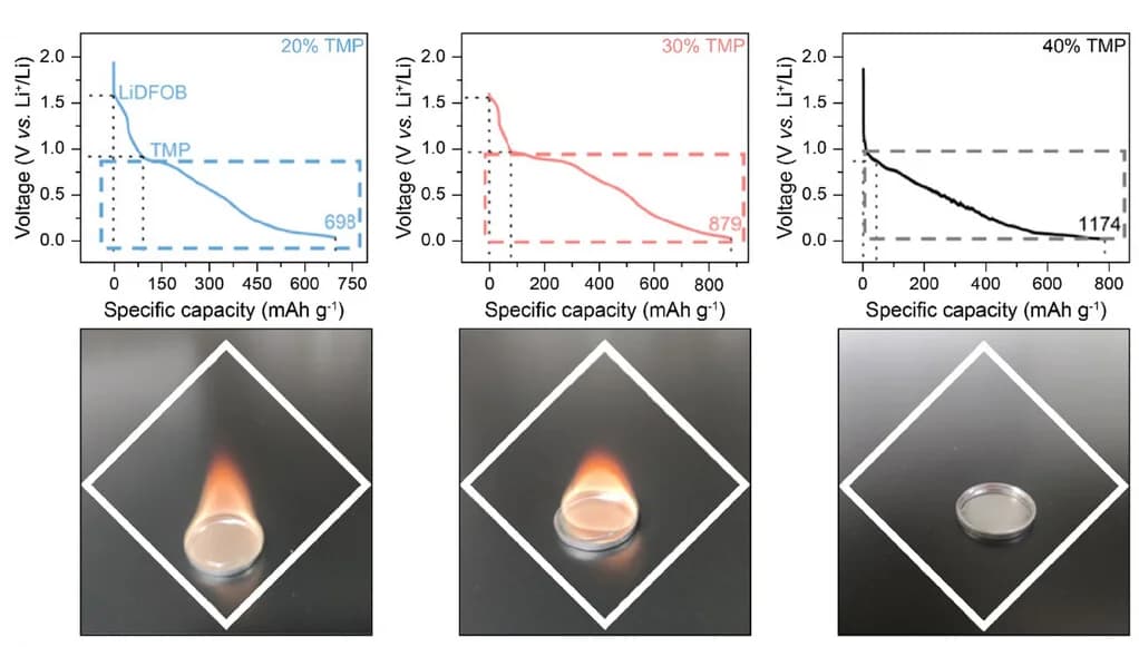 Open access visualization of Line Plot, Photo, Discharge Curves, Flame-Retardancies, Electrolytes