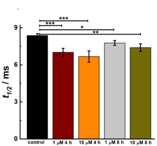 Open access visualization of Bar Plot, Error Bars, t1/2, Number of molecules, Foot