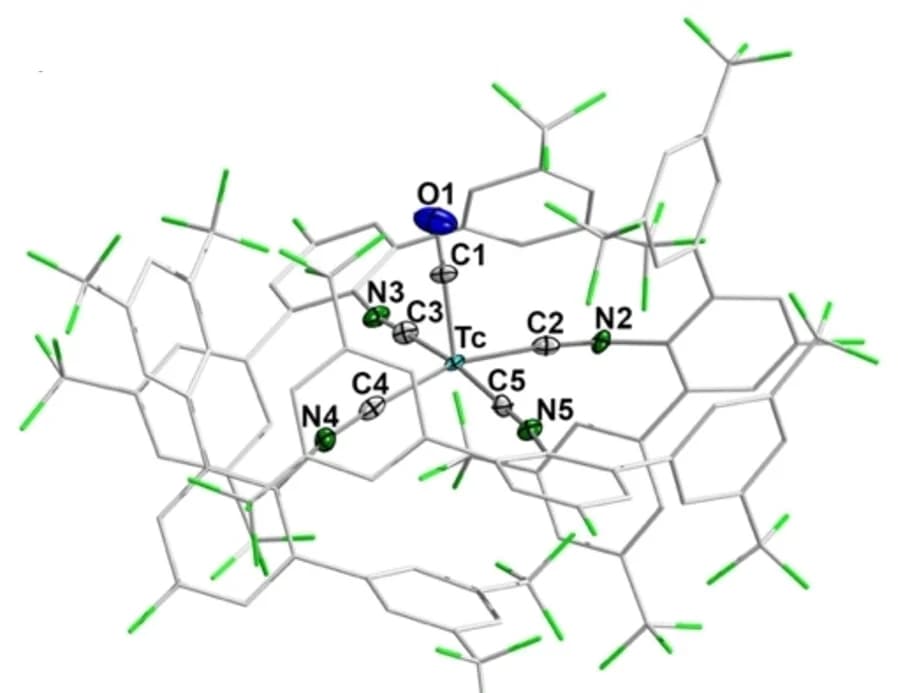 Open access visualization of Chemical Structure, Ellipsoid Representation, Space-filling Model, Technetium Complex, Isocyanide Ligands