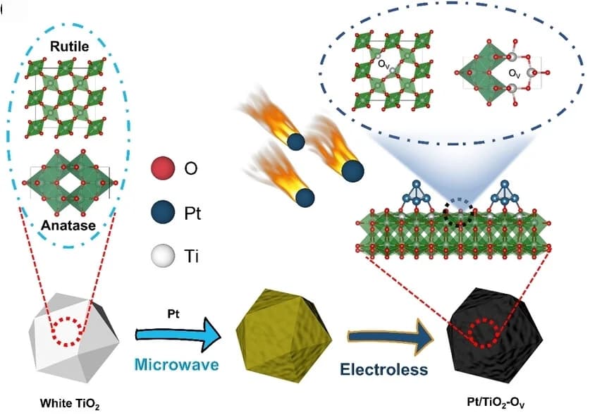 Open access visualization of Workflow, Chemical Structure, Illustration, Pt/TiO2-OV, Preparation