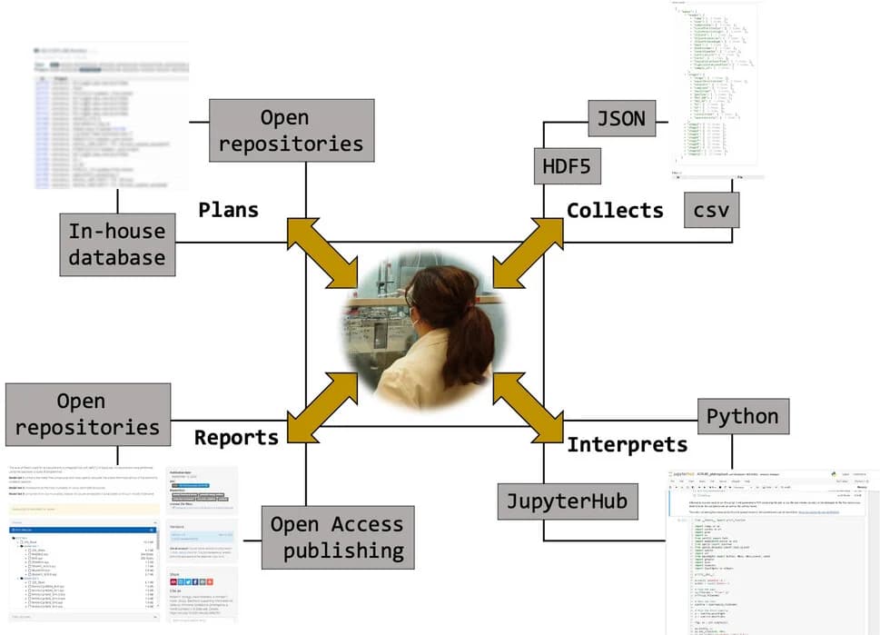 Open access visualization of Workflow, Flowchart, Data Acquisition, Data Storage, Catalyst Discovery