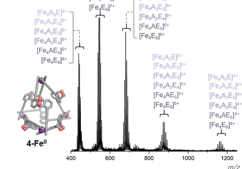 Open access visualization of Bar Plot, Electrospray Mass Spectra, Cage 4-FeII, Reaction with 1O2, Iron
