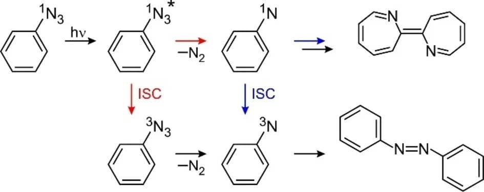 Open access visualization of Workflow, Chemical Structure, Photodissociation, Phenylazide, Mechanisms