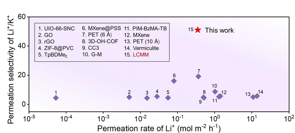 Open access visualization of Scatter Plot, Lithium Ions, Potassium Ions, Selectivity, Membranes