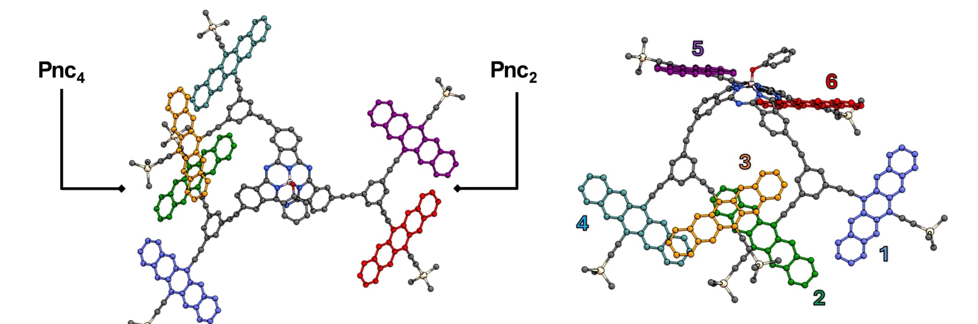 Open access visualization of Chemical Structure, Geometry-Optimized Structure, HexPnc, B3LYP+GD3BJ/def2SVP, Pentacene Chromophores