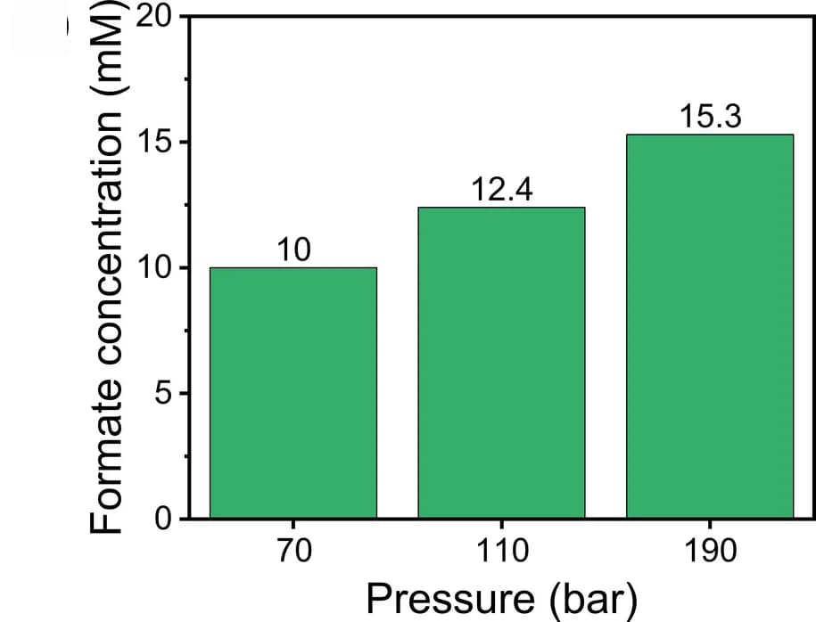 Open access visualization of Bar Plot, Pressure, Formate Concentration, Co15Fe5K5/SiO2, Reaction Condition