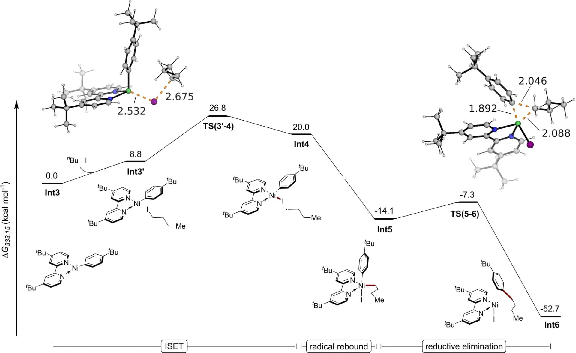 Open access visualization of Line Plot, Gibbs Free Energies, Nickel-Catalyzed Cross-Electrophile Coupling Reaction, Transition State Structures