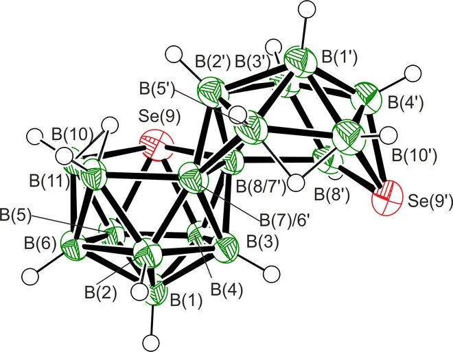 Open access visualization of Chemical Structure, Molecular Structure, Selenaborane, Crystallographic Inversion Symmetry, Interatomic Distances