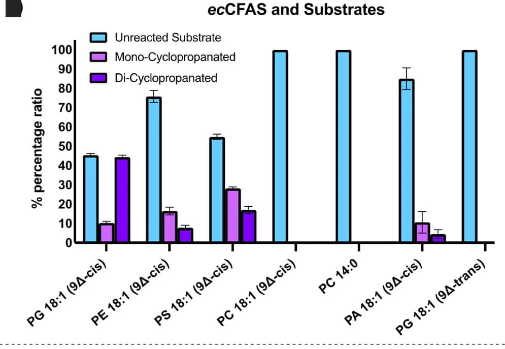 Open access visualization of Bar Plot, Error Bars, Clustered, ecCFAS, Phospholipids