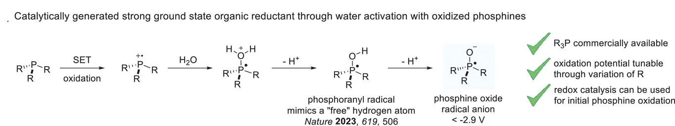 Open access visualization of Workflow, Illustration, Phosphine Oxide, Radical Anions, Deprotonation