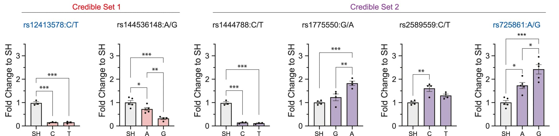 Open access visualization of Bar Plot, Error Bars, Luciferase Activity, SNPs, HEK293 Cells
