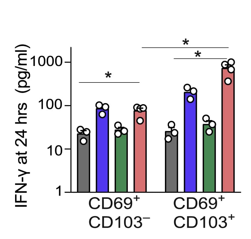 Open access visualization of Bar Plot, Error Bars, Clustered, Cell supernatants, CD8+ T cell sub-populations
