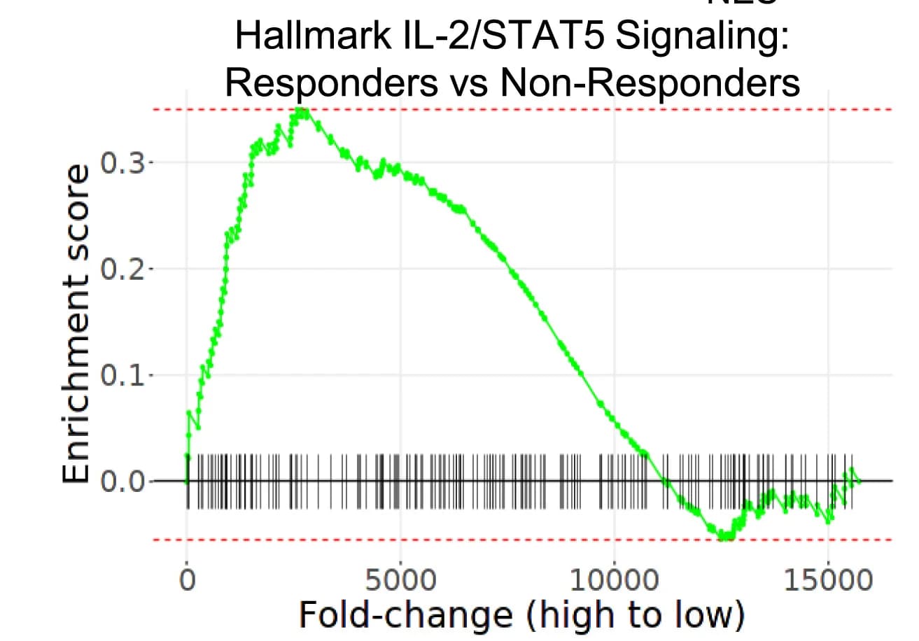 Open access visualization of Line Plot, Enrichment Curve, IL-2/STAT5 Signaling Pathway, Responders, Non-responders