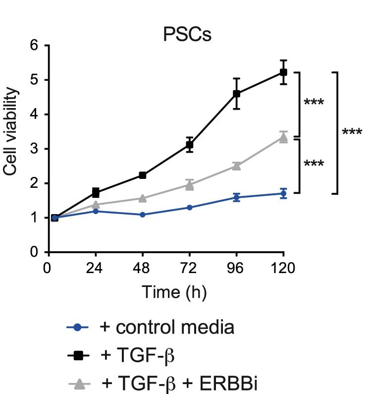 Open access visualization of Line Plot, Error Bars, Proliferation Curves, Murine PSCs, TGF-β