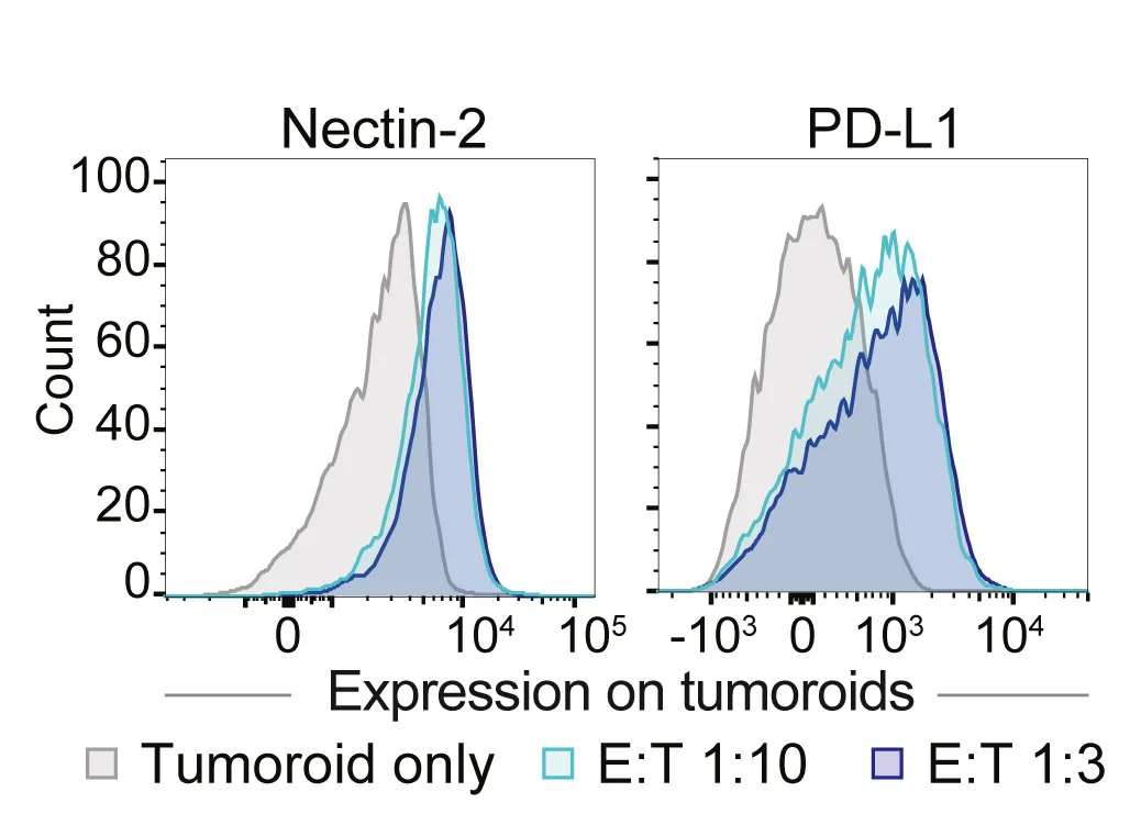 Open access visualization of Line Plot, Density Plot, Flow Cytometry, Nectin-2, PD-L1